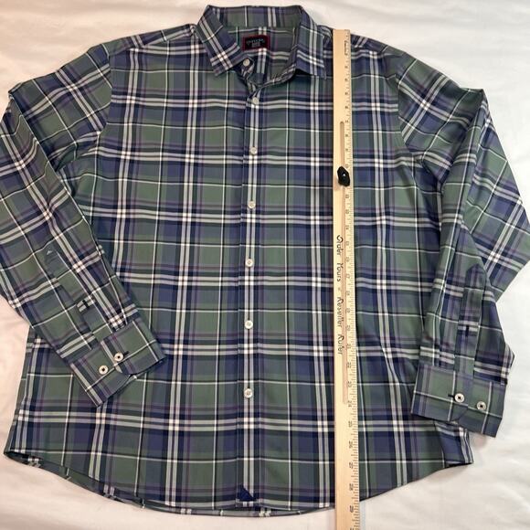 UNTUCKit Shirt Size XL Green Blue Plaid Wrinkle Free Tempranillo Button LS 40326 - Picture 6 of 13
